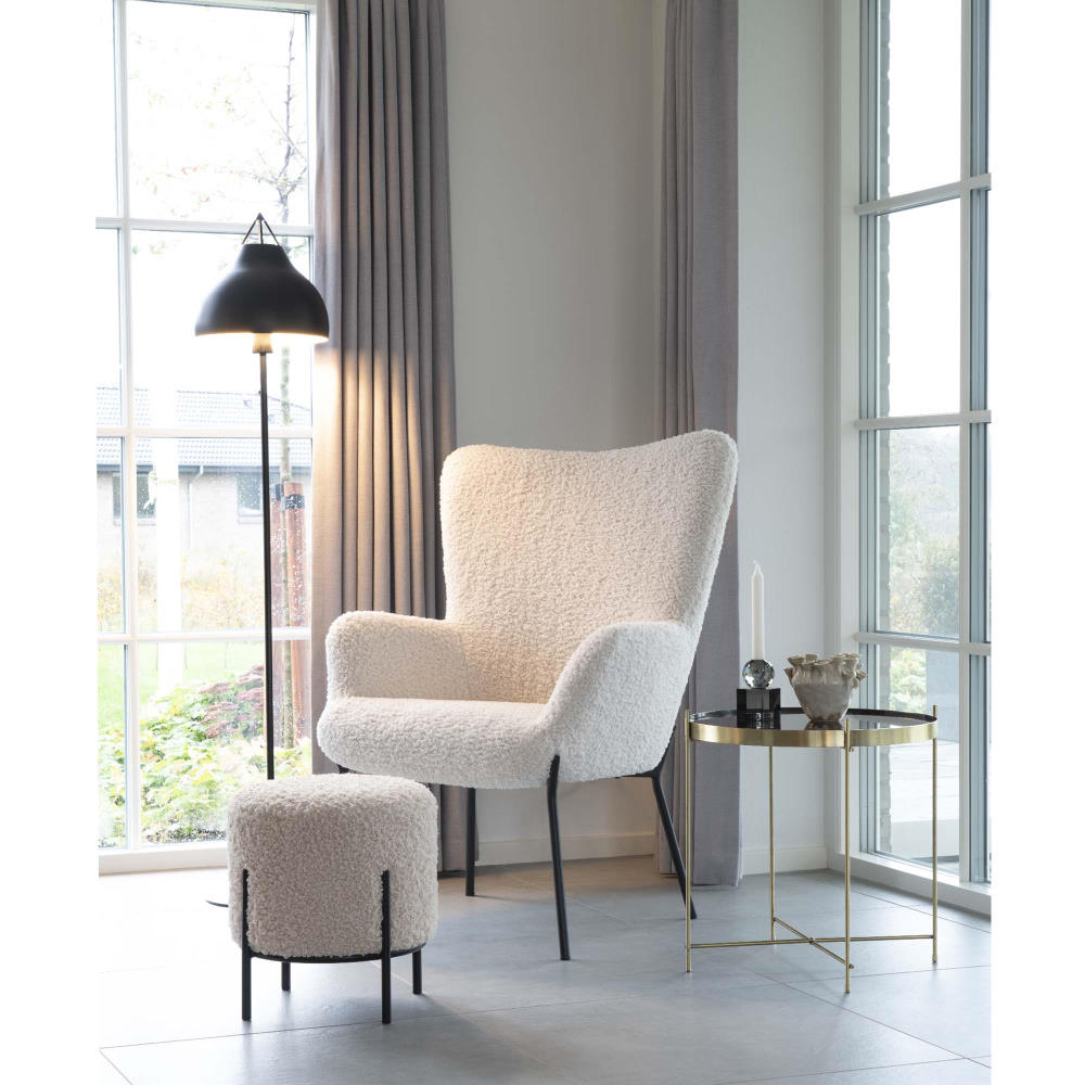 Pouf Hocker Kunstfell - Alford, weiß