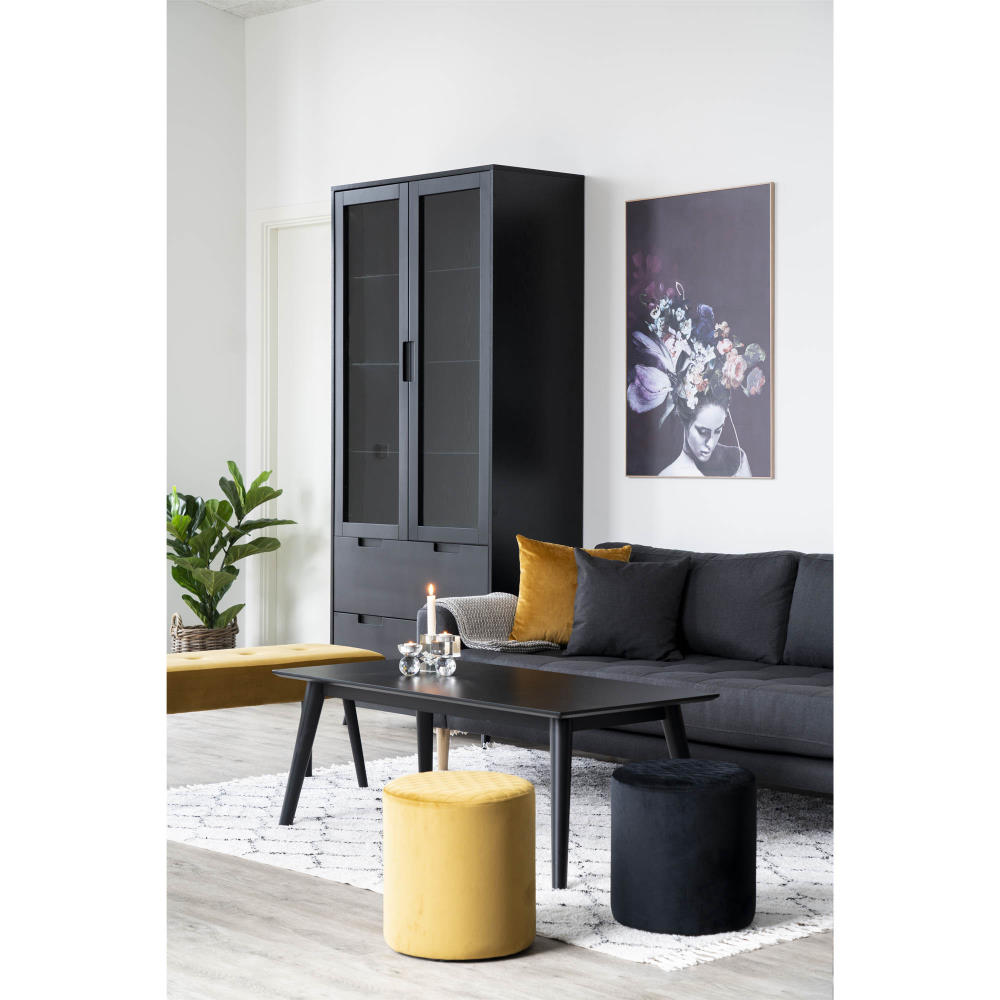Pouf Samt-Hocker - Ejby, senfgelb