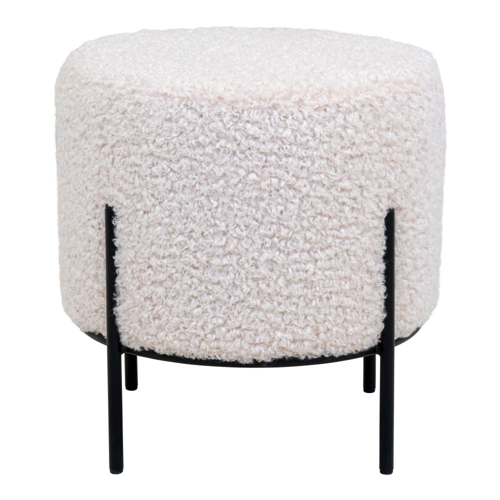 Pouf Hocker Kunstfell - Alford, weiß
