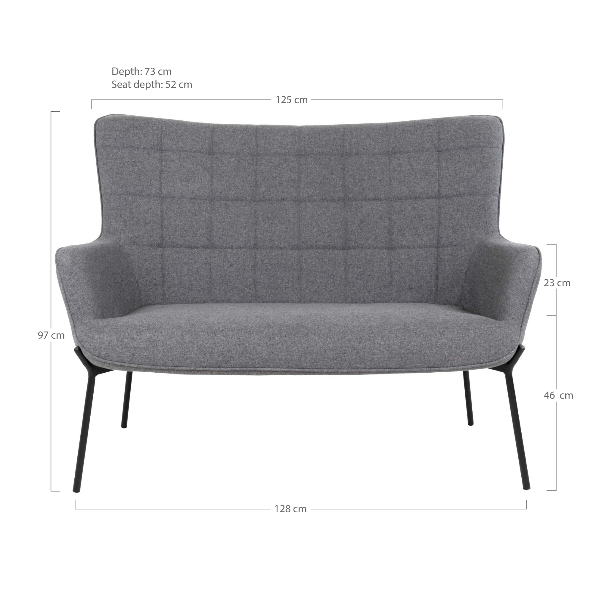 2 Sitzer Sofa - Glasgow, grau