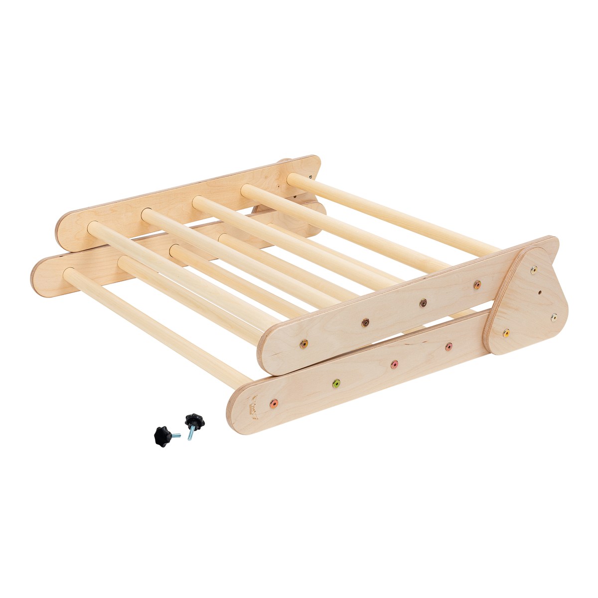 Kletterdreieck mit Kletterrampe aus Holz - Natur