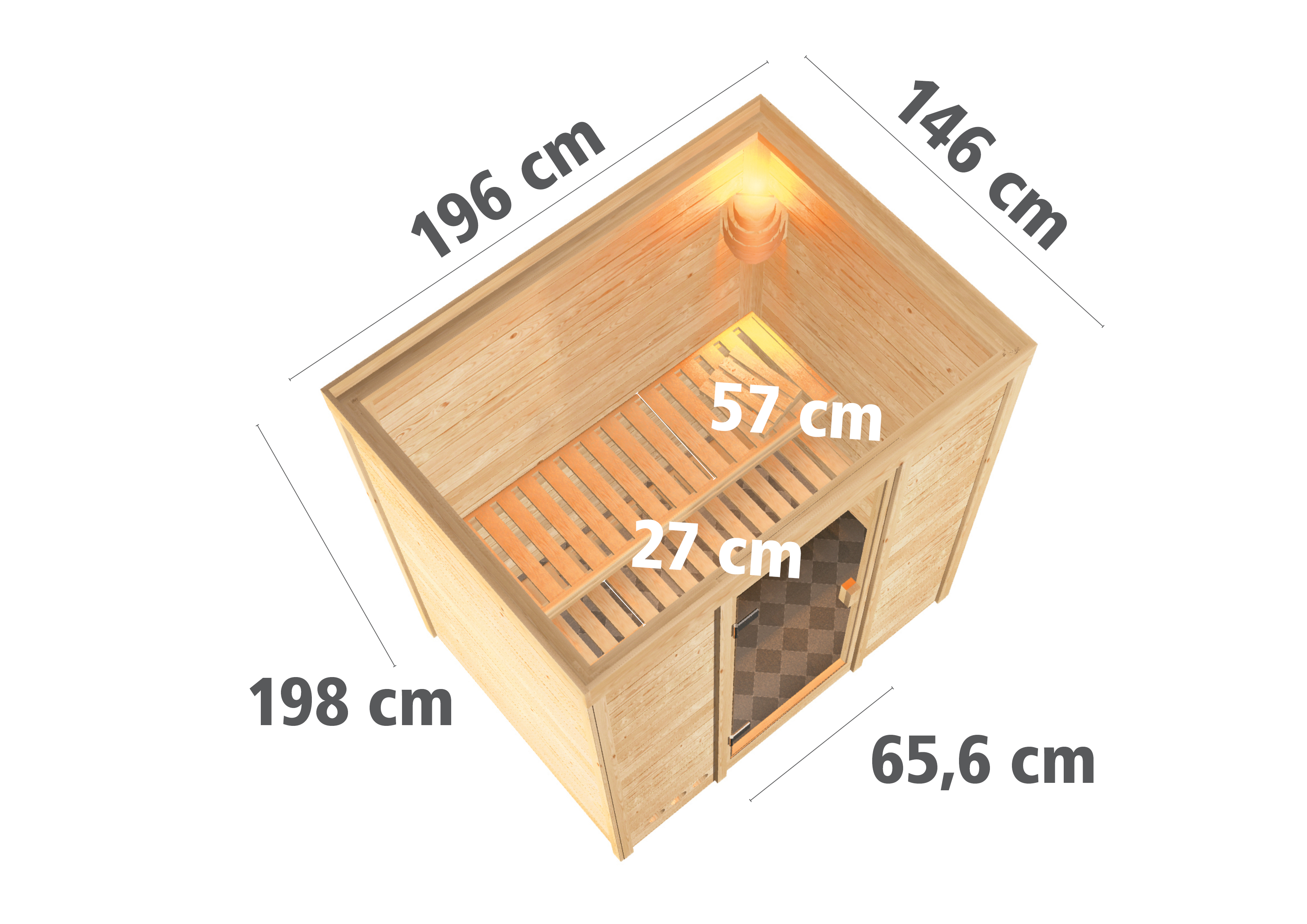 Aktionssauna Kemi 1 mit Fronteinstieg - 196x146 cm|Set-Ofen 1