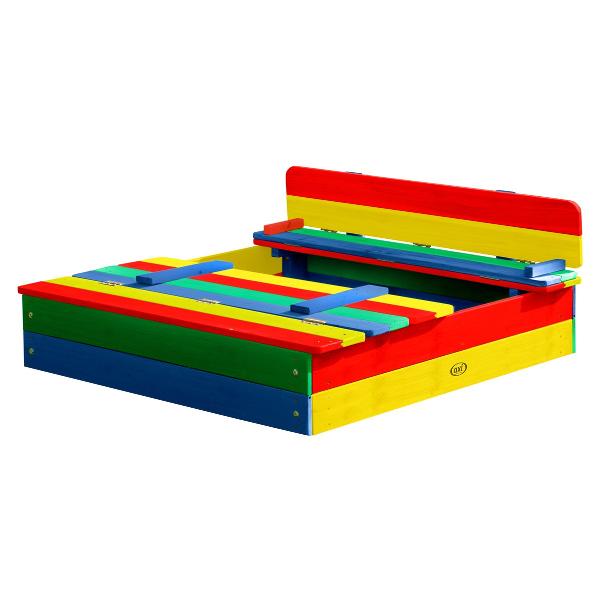 AXI Sandkasten Ella mit Bänken / Abdeckung, Regenbogen 100x95x20 cm