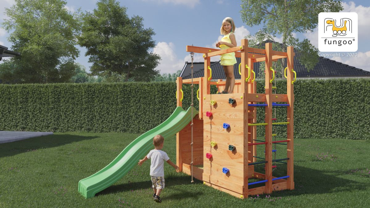 Fungoo Kletterturm CLIMBING STAR 2, teak-farben lasiert