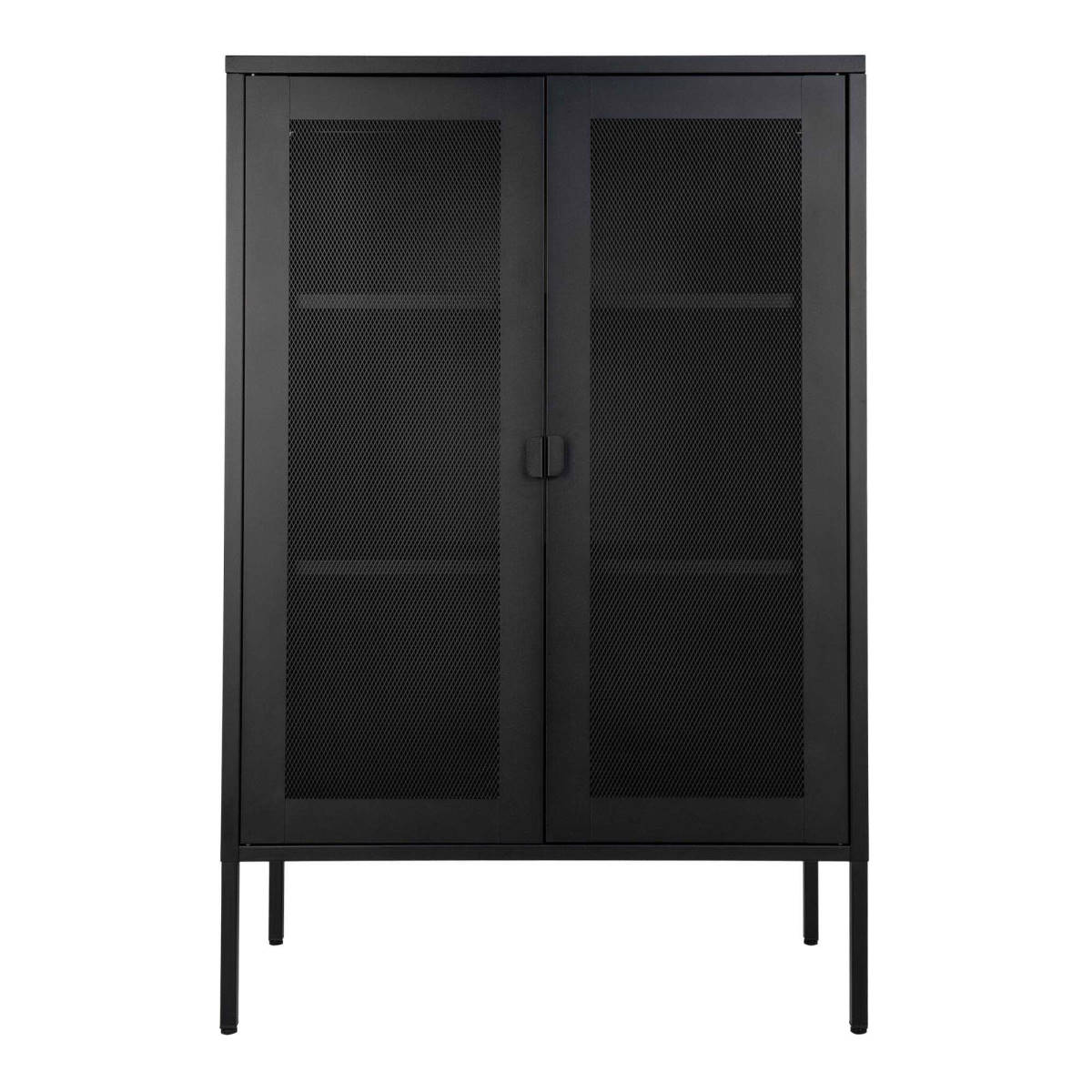 Vitrine - Melbourne, schwarz mit Gittertüren