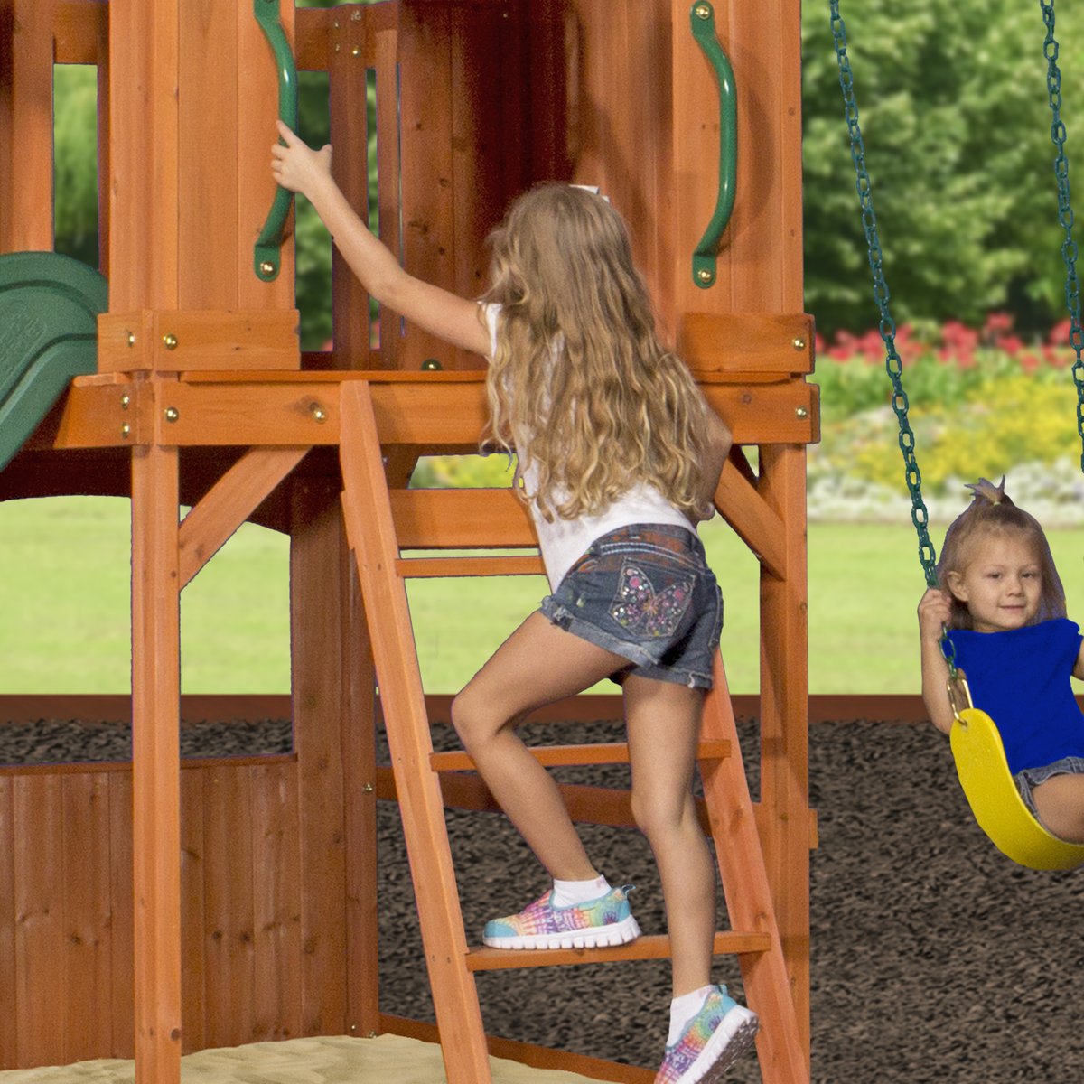 Kinderspielturm Atlantic mit Schaukel und Rutsche von Backyard Discovery