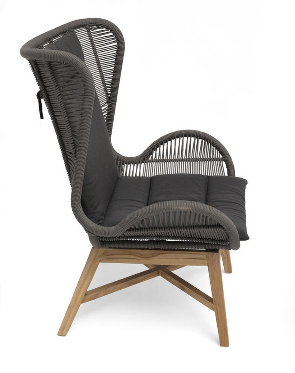 Himmelsnäs Relaxsessel Teak/Olefin-Bespannung dunkelgrau, inkl. Auflage