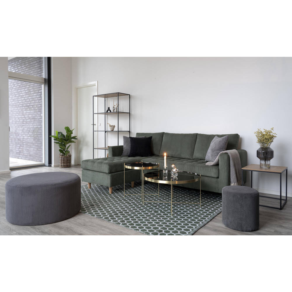 Pouf Cord-Fußhocker - Melby, dunkelgrau Ø75cm