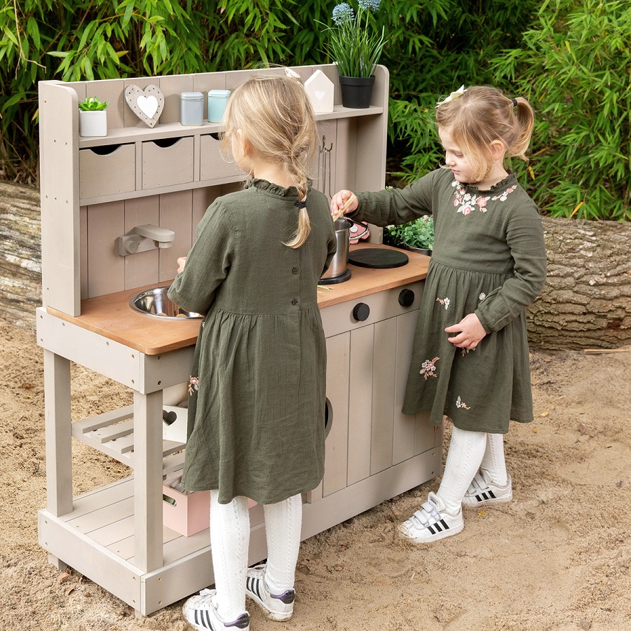 MUDDY BUDDY® Holz-Matschküche Explorer warmgrau 