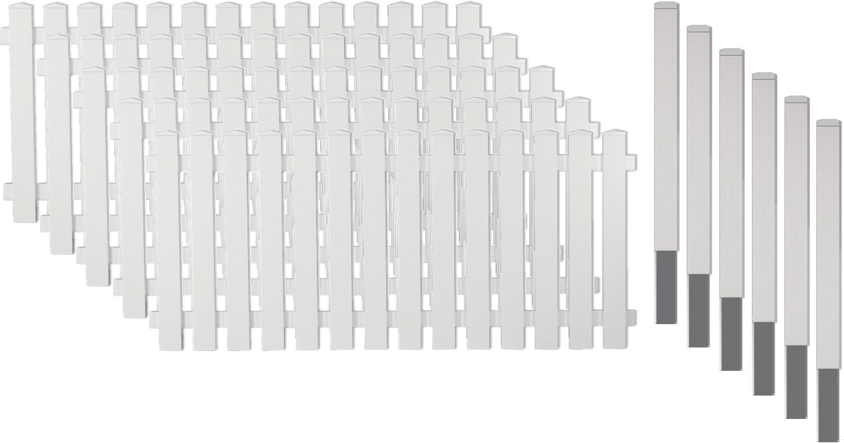 Zaunbundle LEXINGTON (Lightline) weiß Kunststoff Lattenzaun-Komplettset