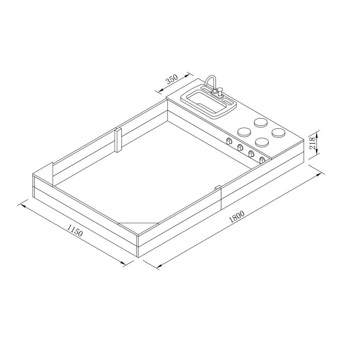 AXI Sandkasten Kelly mit Spielküche, anthrazit/braun