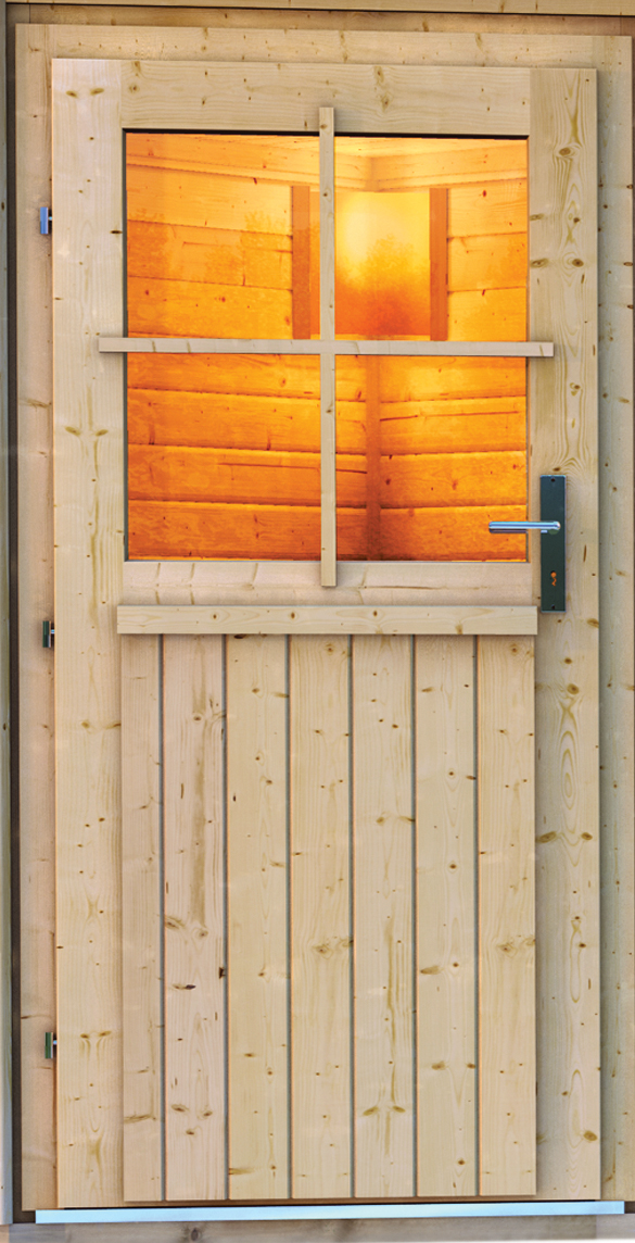 Karibu Saunahaus Hilda 231 x 231 cm, 38 mm WOODfeeling, naturbelassen|ohne Ofen