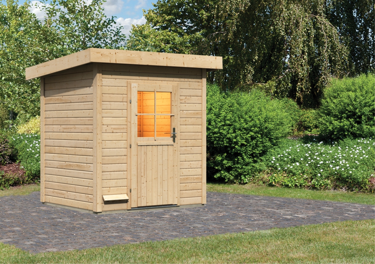Karibu Saunahaus Jana 196 x 146 cm, 38 mm WOODfeeling, naturbelassen|ohne Ofen