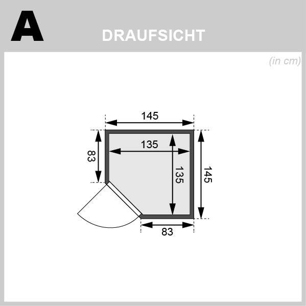 Karibu Sauna Antonia - 145 x 145 cm, 38 mm WOODfeeling, ohne Kranz|ohne Ofen