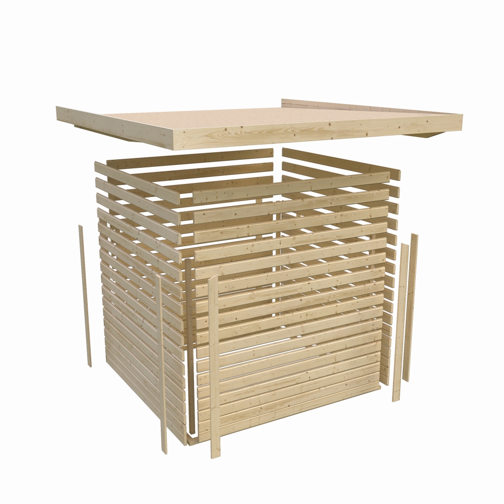 Karibu Saunahaus Hilda 231 x 231 cm, 38 mm WOODfeeling, naturbelassen|ohne Ofen