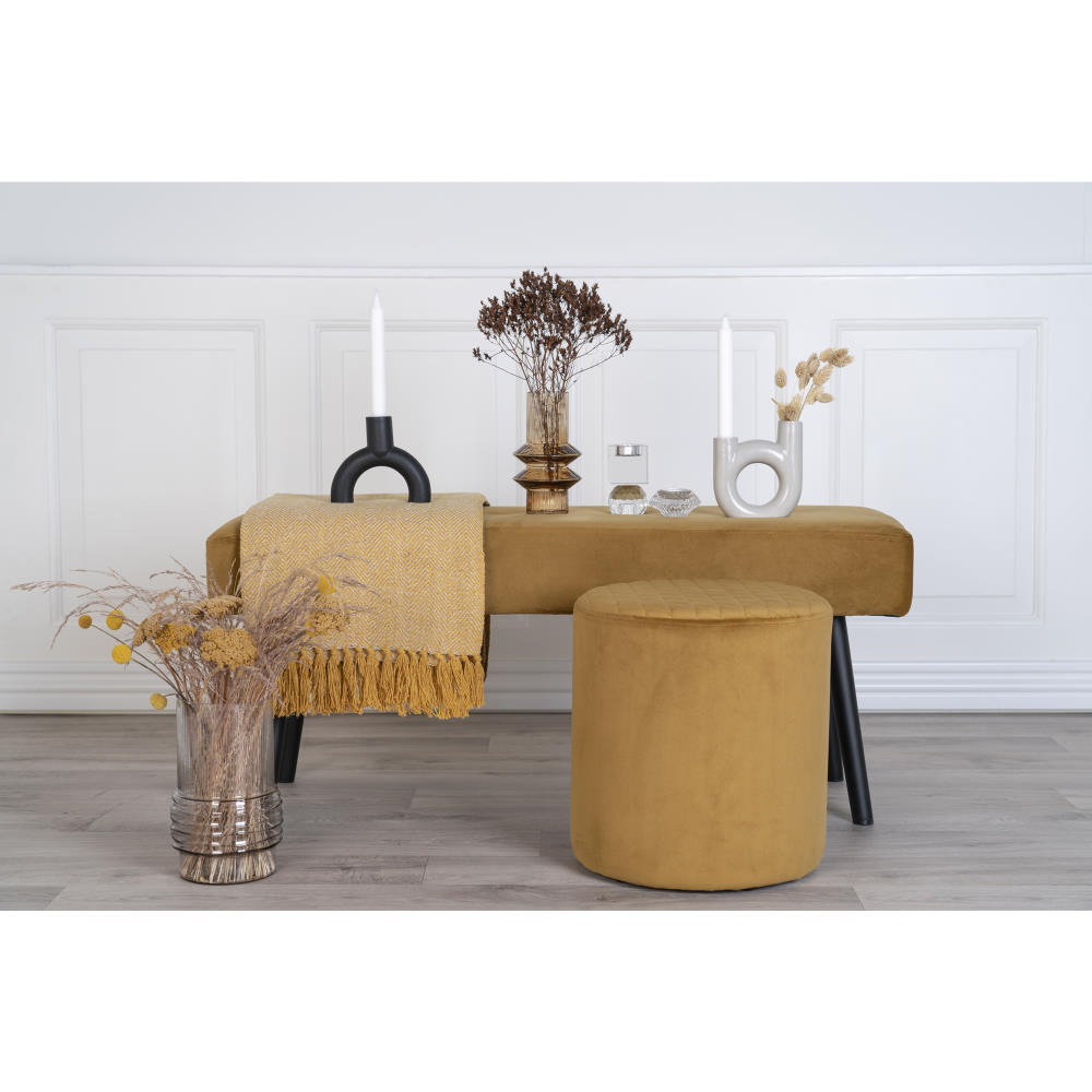 Pouf Samt-Hocker - Ejby, senfgelb