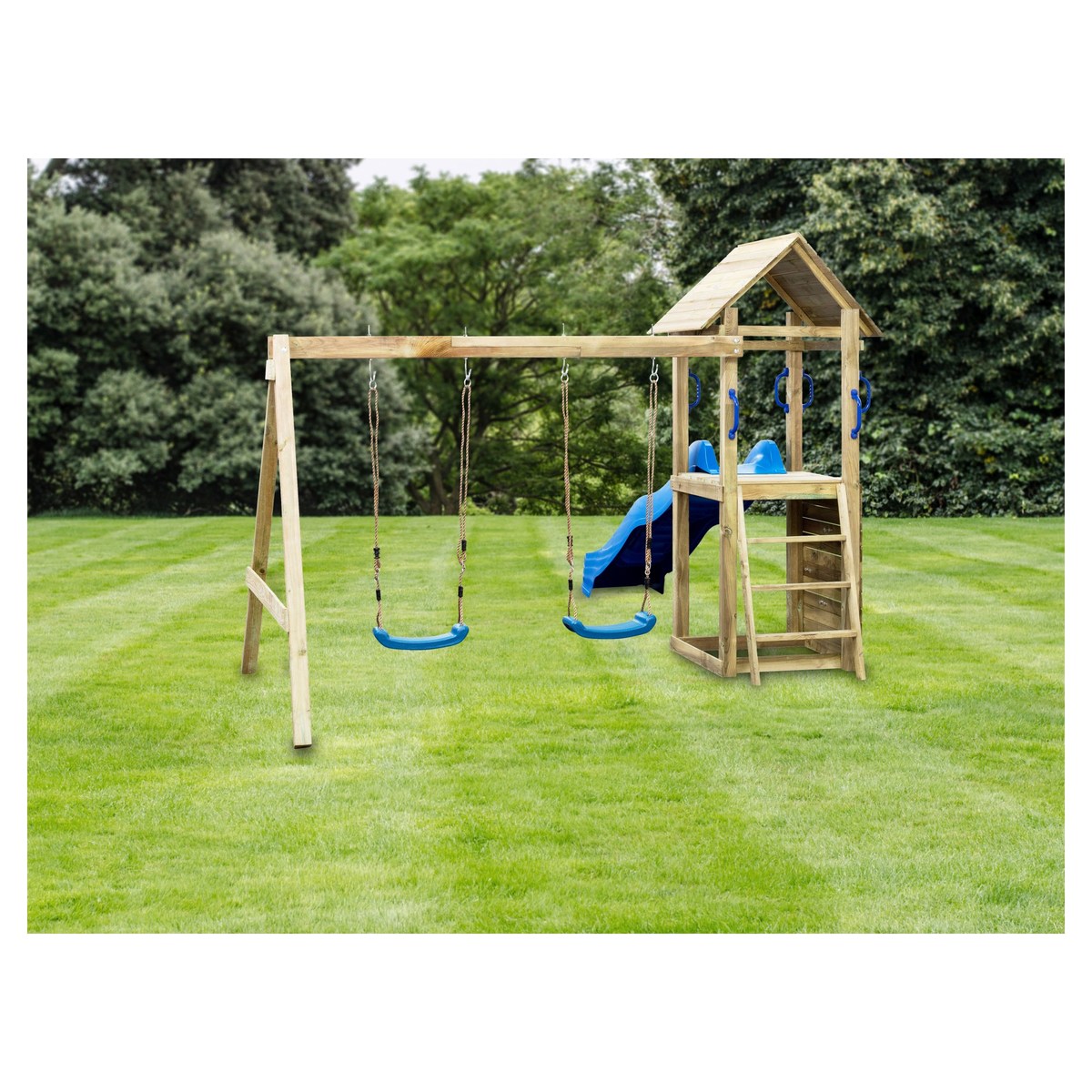 Spielturm MIA mit Doppelschaukel kdi grün