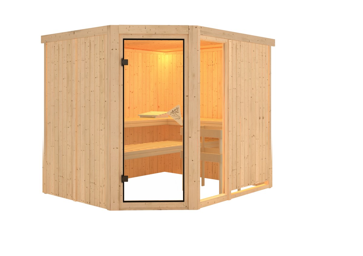 Aktionssauna Varberg "Premium" 3 - 231x196 cm, 68 mm Systemsauna | ohne Ofen