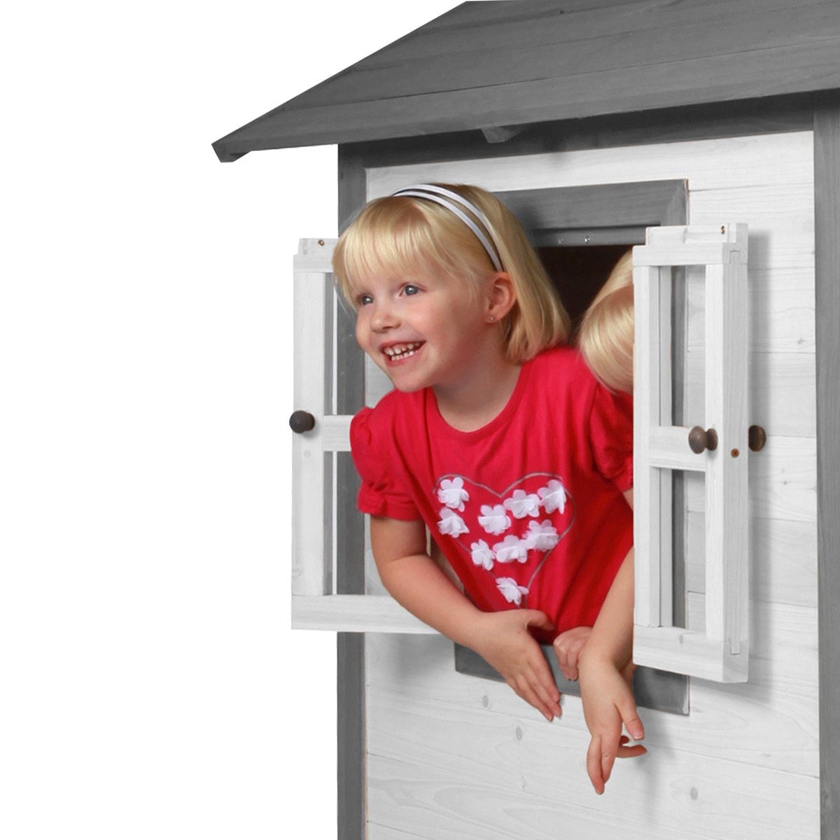 AXI Kinderspielhaus Lodge XL grau/weiß mit Rutsche weiß