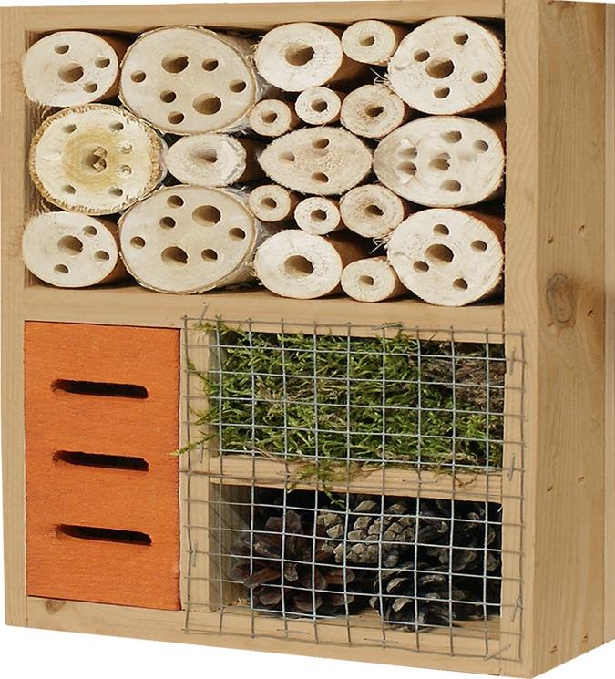 LABO-3D Insektenhaus 1, 36x36x12 cm, Insektenhotel-Einsatz für T&J Weidengeflechtzaun