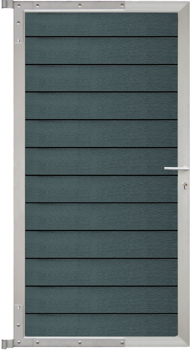 DALU Tor-Komplettset 90x175 cm WPC anthrazit/Alu silber