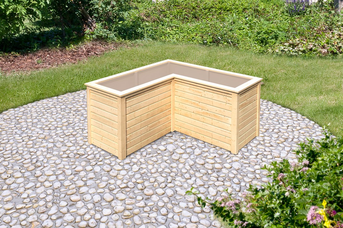 Karibu Hochbeet L Form, 19 mm Holz naturbelassen, 163 x 163 cm