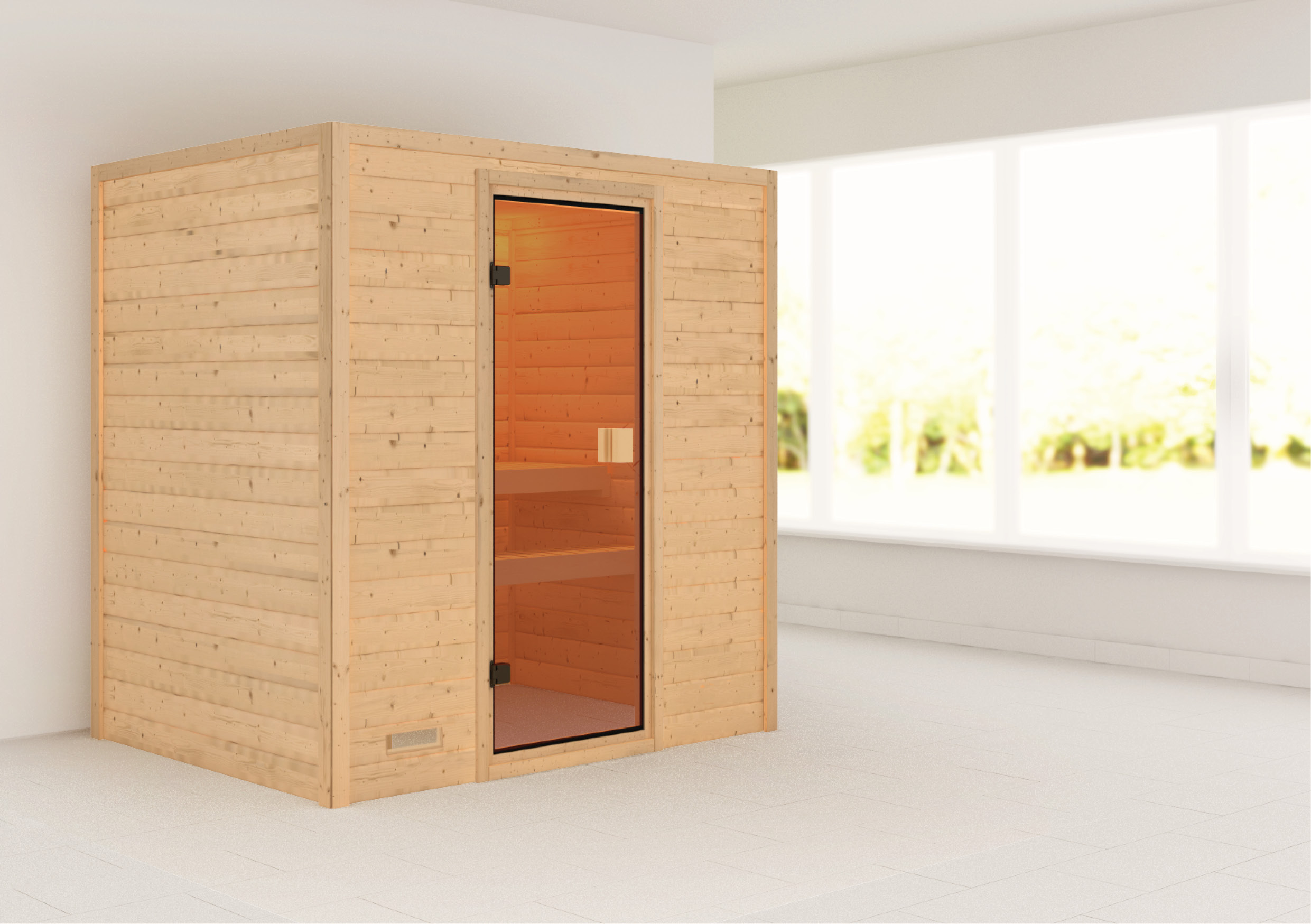 Aktionssauna Kemi 1 mit Fronteinstieg - 196x146 cm|ohne Ofen 