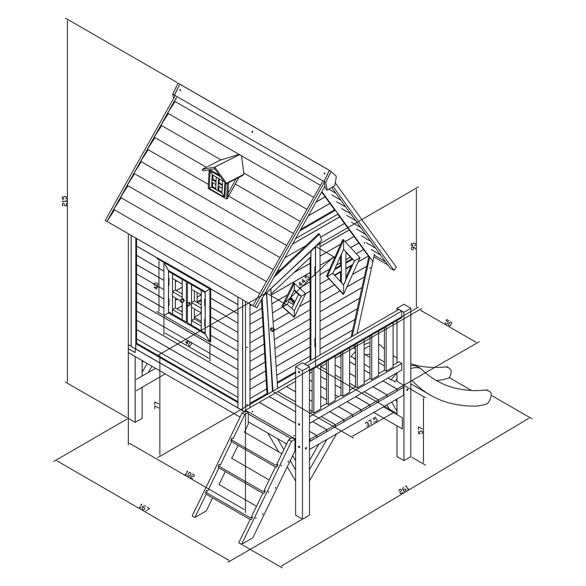 Kinderspielhaus Cabin XL von AXI, Stelzenhaus mit Rutsche weiß
