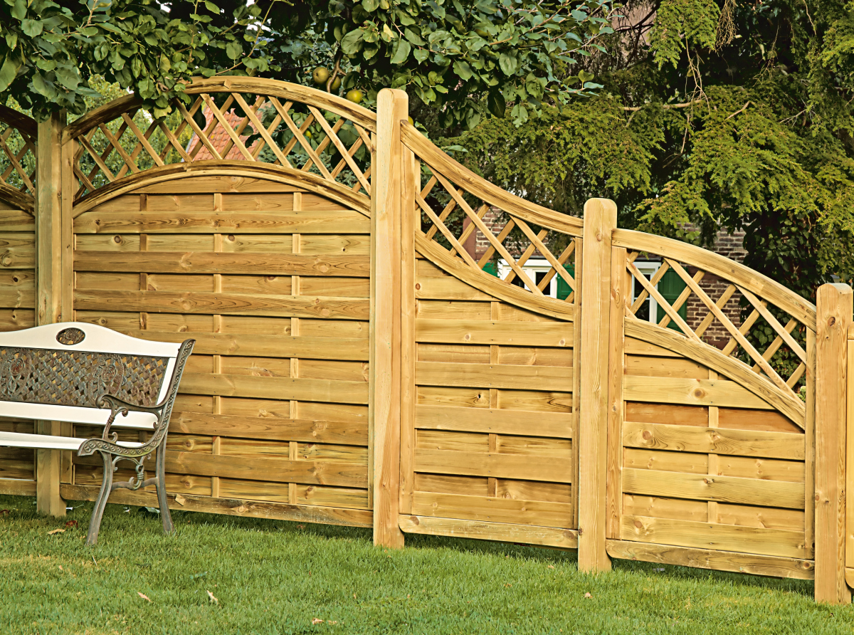 AVANTGARDE Sichtschutzelement mit Oberbogen, mit Rankgitter - B 180 x H 180/160 cm