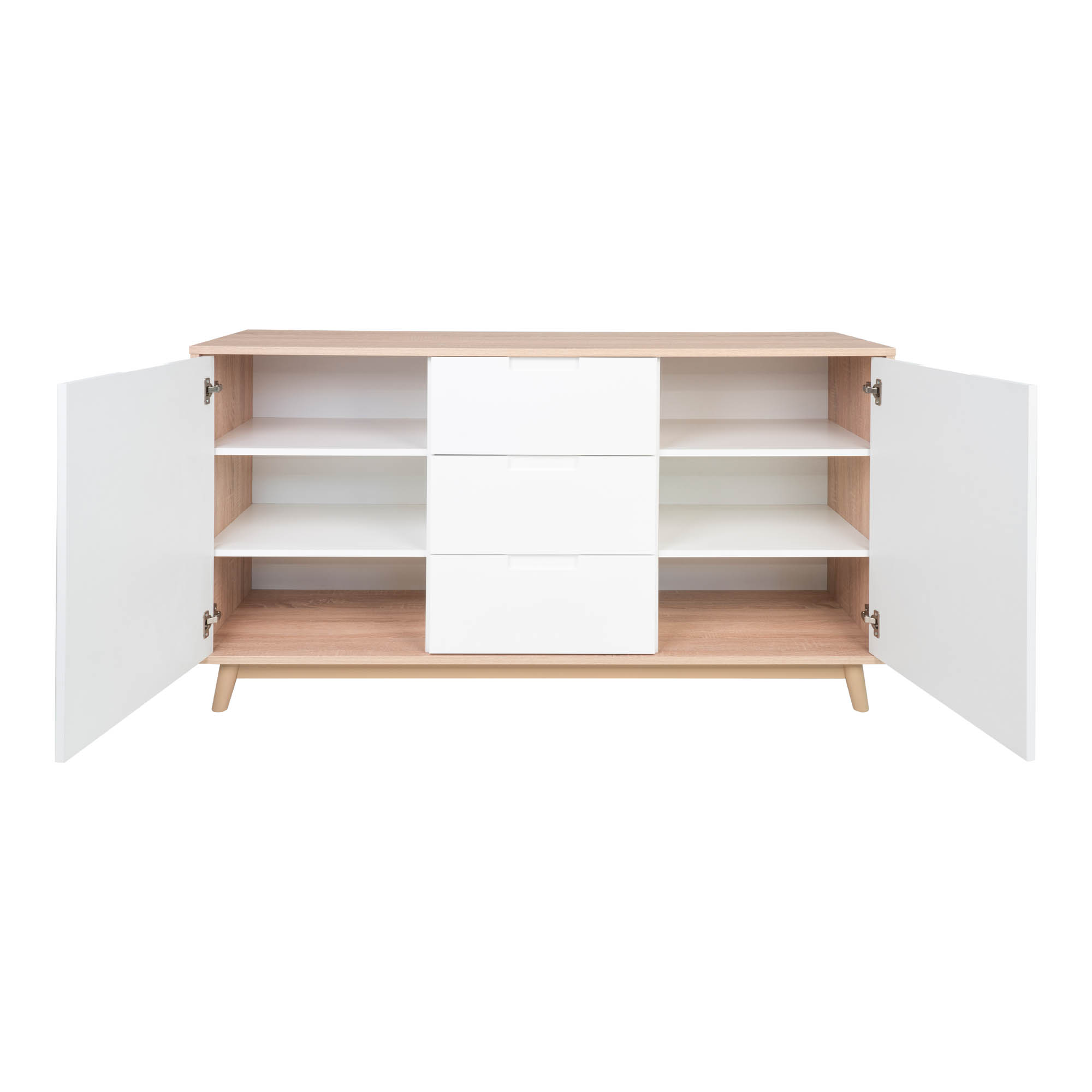 Sideboard - Copenhagen, weiß und naturfarbe