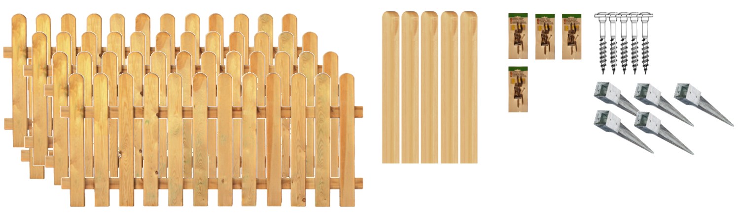 Zaunbundle HOUSTON 2 (Heiko) 7,65x0,80 m Gartenzaun-Komplettset