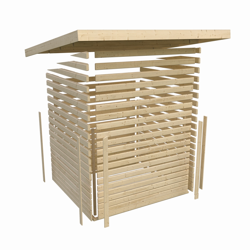 Karibu Saunahaus Suva 3, 396 x 231 cm, 38 mm WOODfeeling, naturbelassen|ohne Ofen