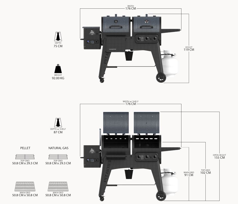 Pit Boss 1230G Navigator Combo Grill, Pellet-Grill und Gas-Grill