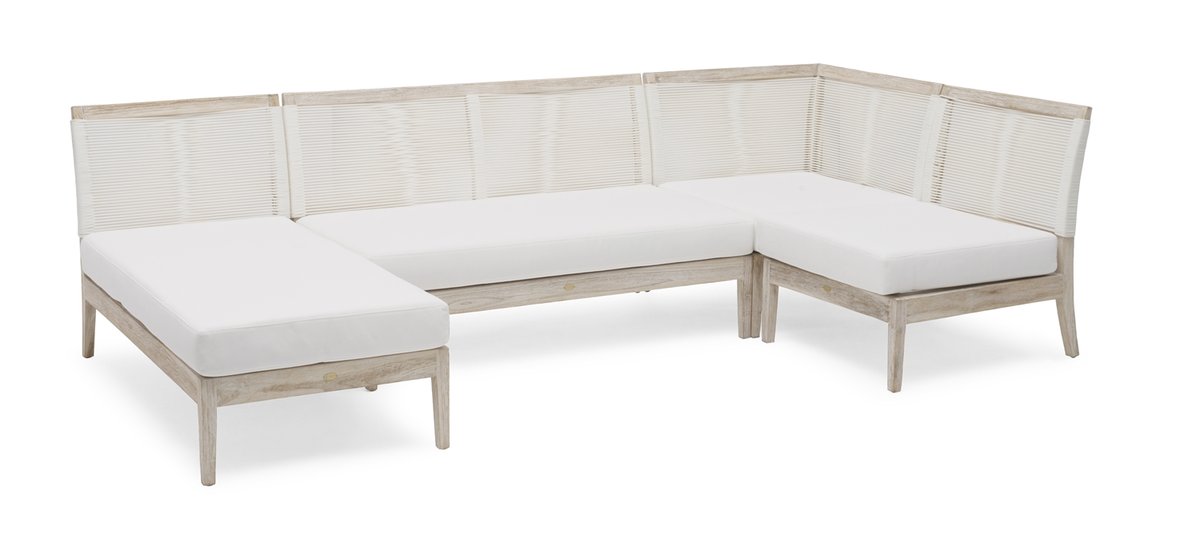 Wellington Lounge 2-Sitzer Modul, Teak whitewashed inkl. Polster