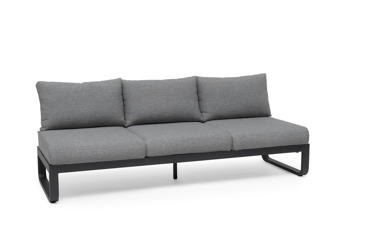 Lindeby 3-Sitzer Sofa Alu charcoal mit grauen Olefin-Polstern