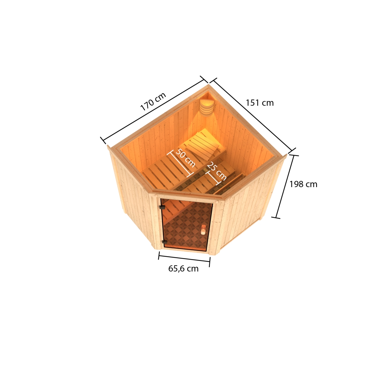 Karibu Sauna Faurin - 170 x 151 cm, 68 mm WOODfeeling, ohne Ofen