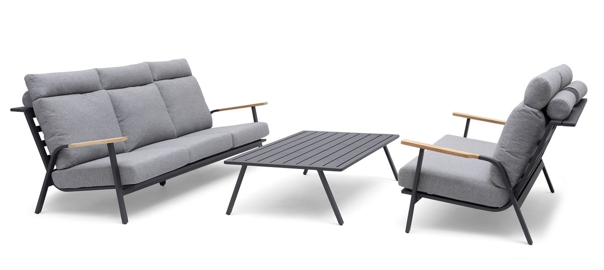 Kungshult 2-Sitzer Loungesofa Alu charcoal inkl. Polster