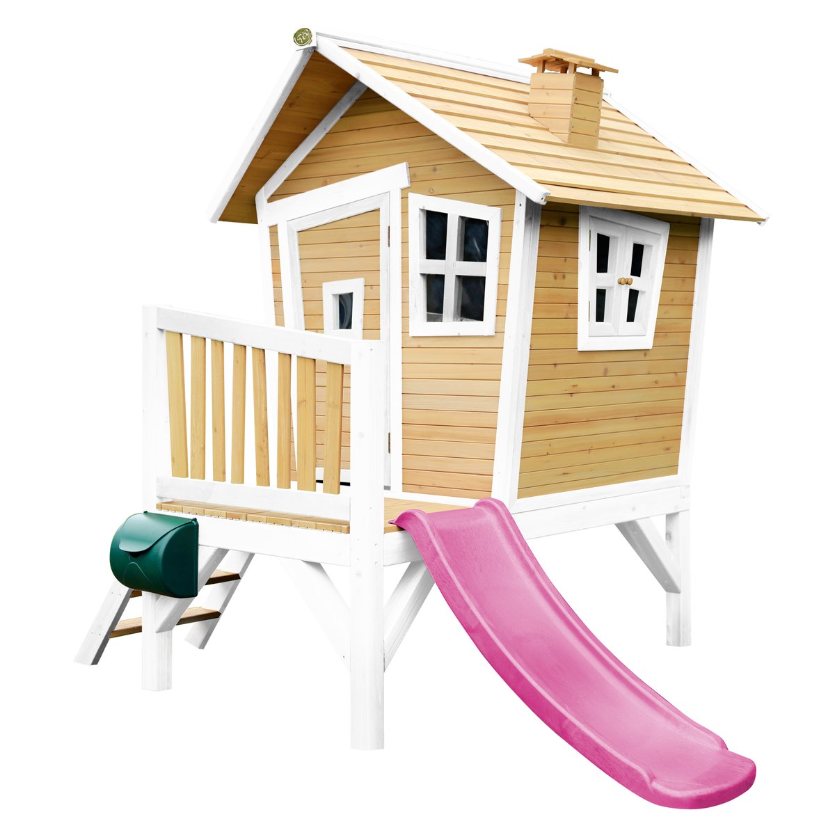 AXI Spielhaus Robin braun/weiß mit Rutsche lila