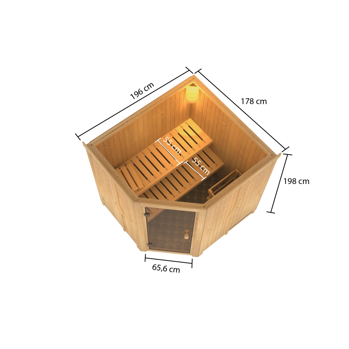 Karibu Sauna Bodo - 196 x 178 cm, 68 mm WOODfeeling, ohne Ofen