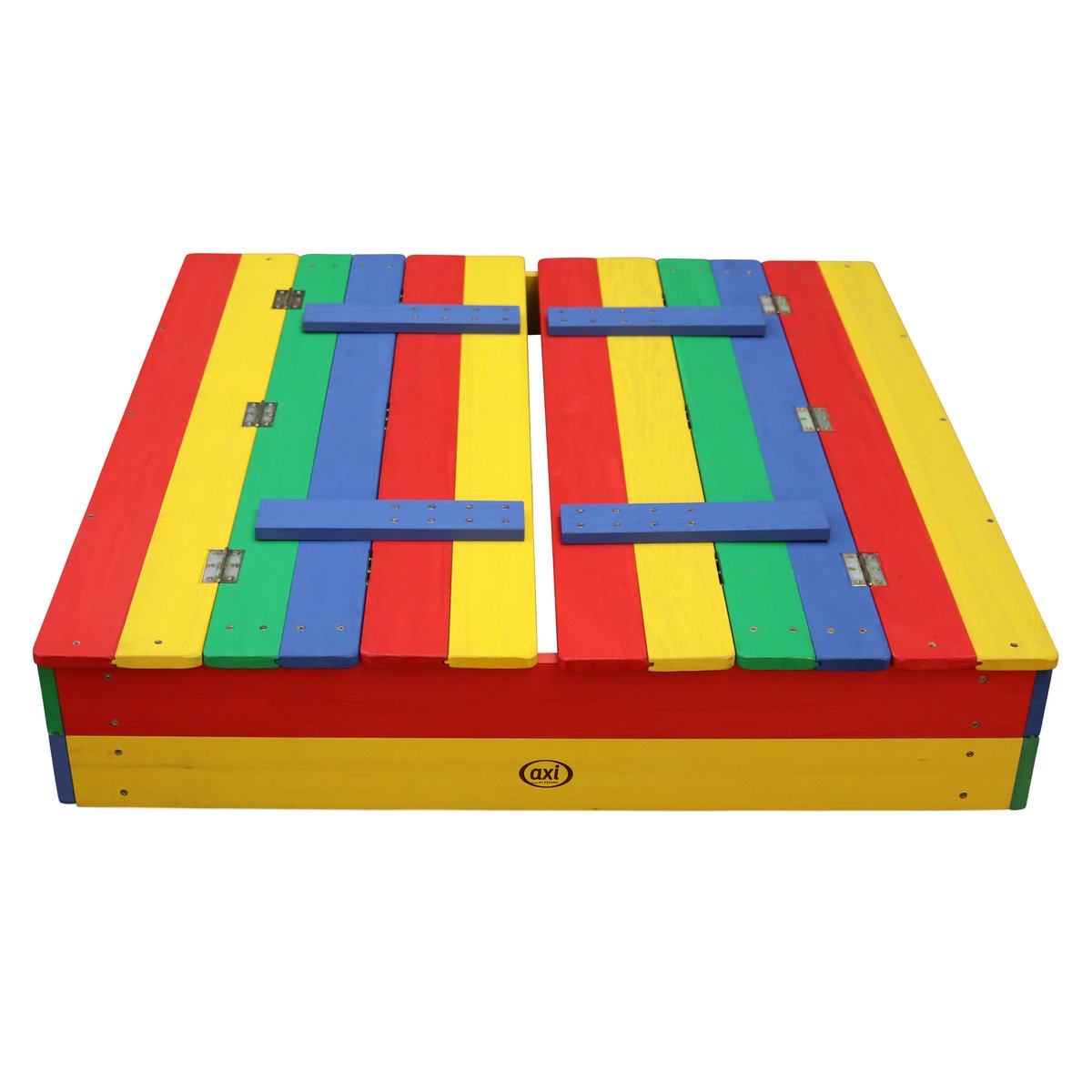 AXI Sandkasten Ella mit Bänken / Abdeckung, Regenbogen 100x95x20 cm
