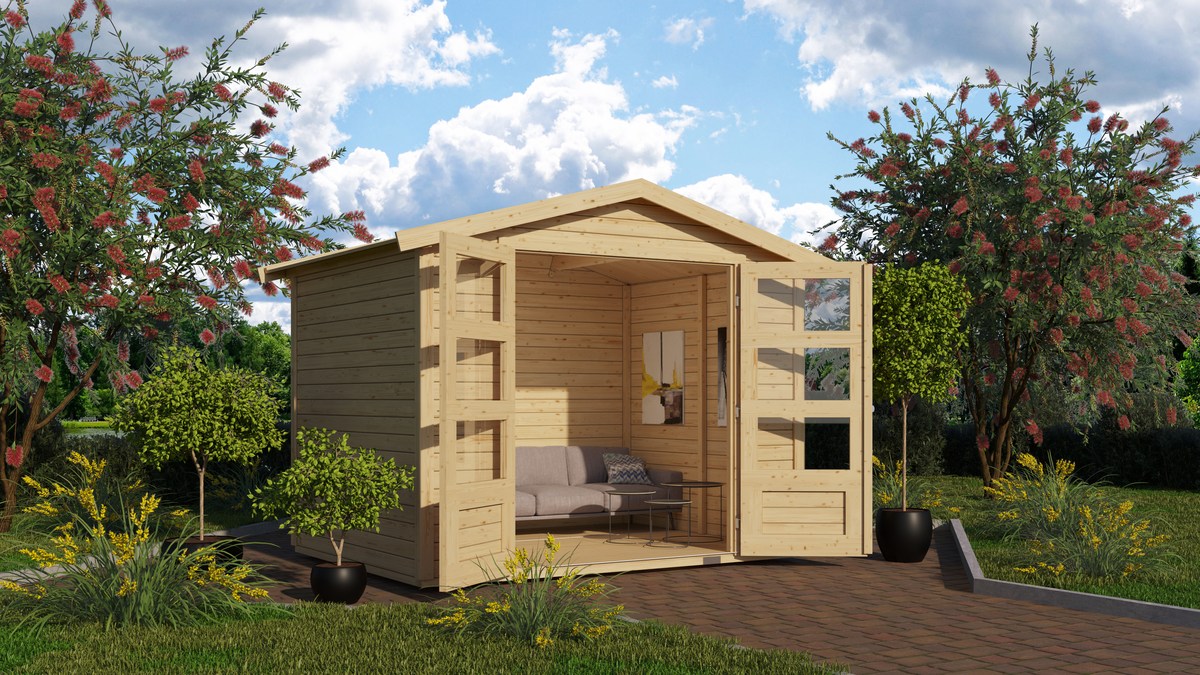 Gartenhaus Amberg 3 - 246x186 cm, 19 mm Holz naturbelassen, Karibu