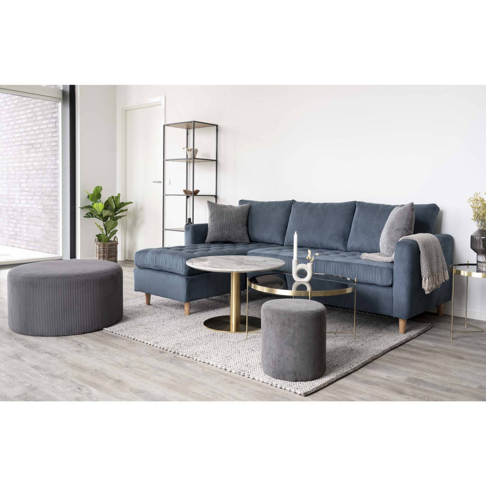 Pouf Cord-Fußhocker - Melby, dunkelgrau Ø75cm