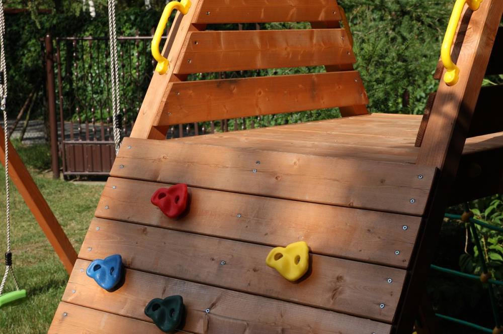 Fungoo Kletter-Doppelschaukel SPIDER KING, teak-farben lasiert