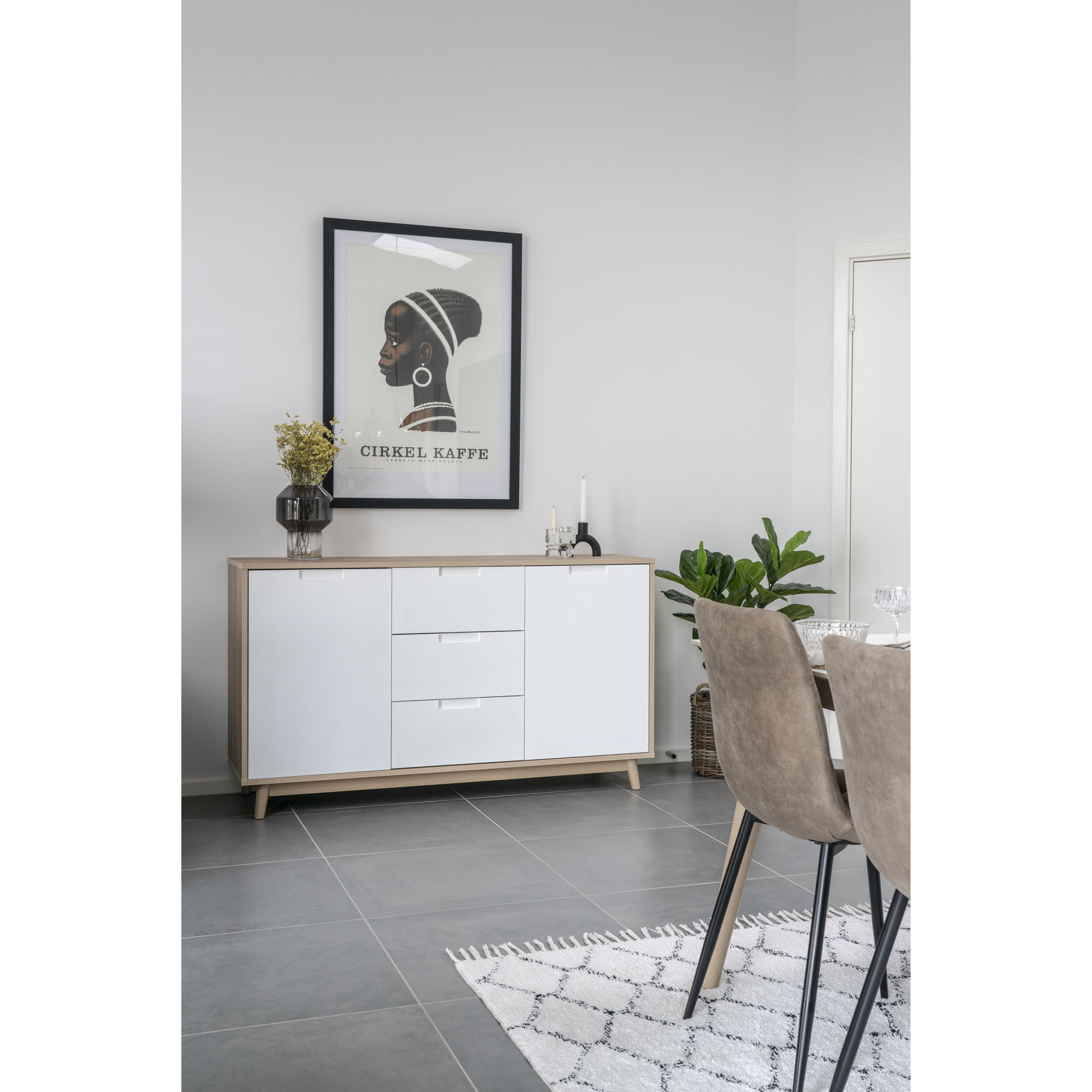 Sideboard - Copenhagen, weiß und naturfarbe