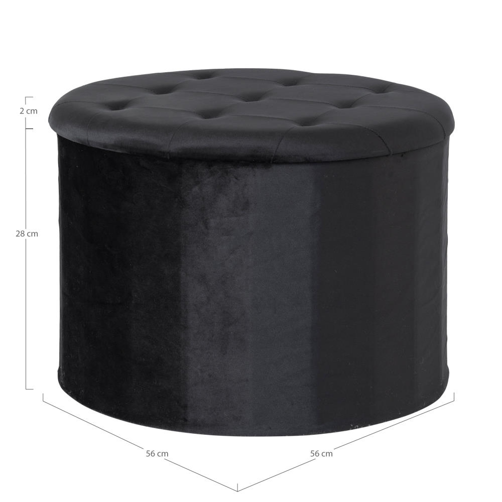 Samt-Pouf mit Stauraum - Turup, schwarz