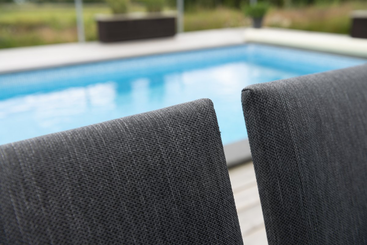 Adelshamn 2er-Set Dining Chairs Alu schwarz mit grauer Polsterung