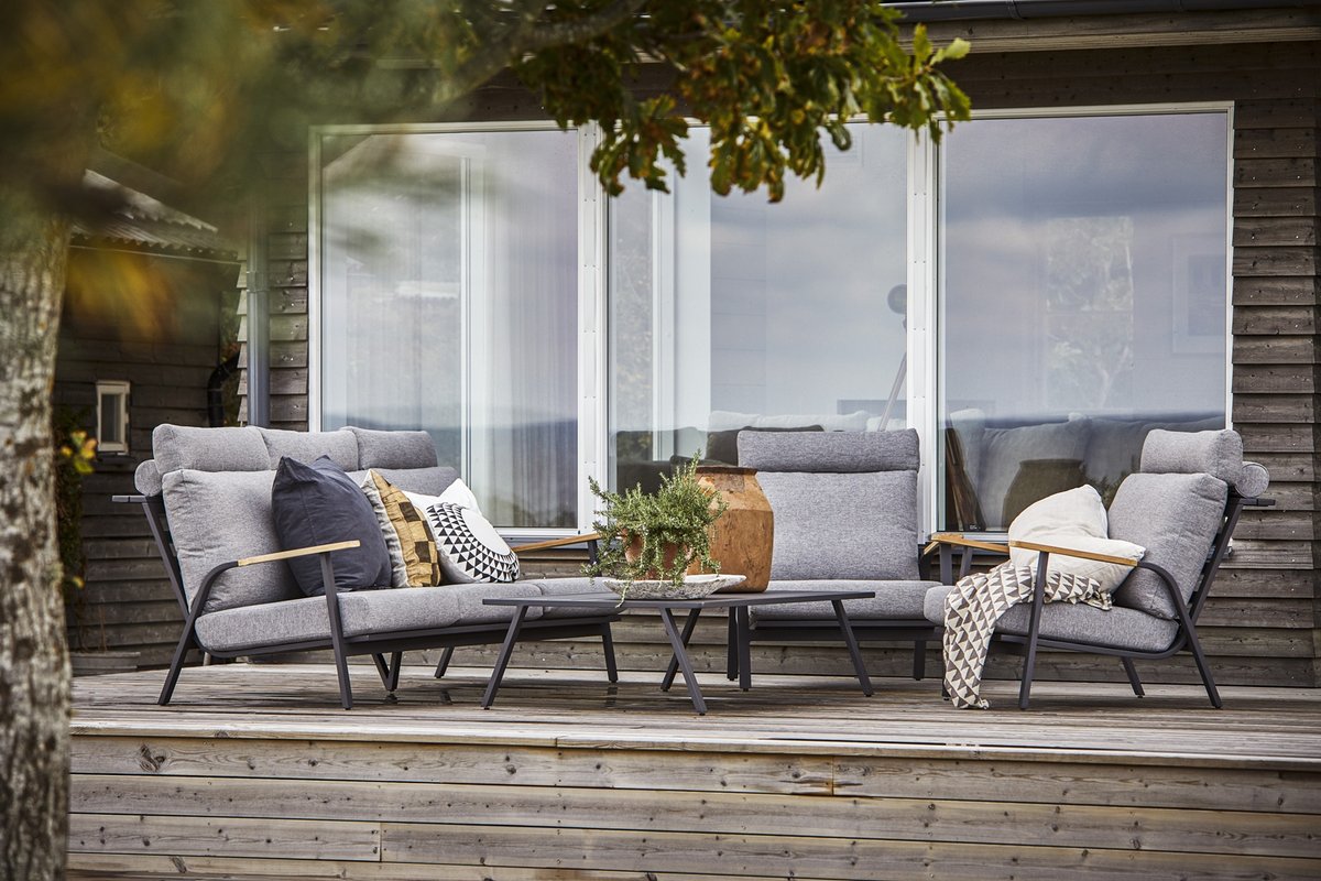 Kungshult 2er-Set Lounge-Sessel Alu charcoal inkl. Polster