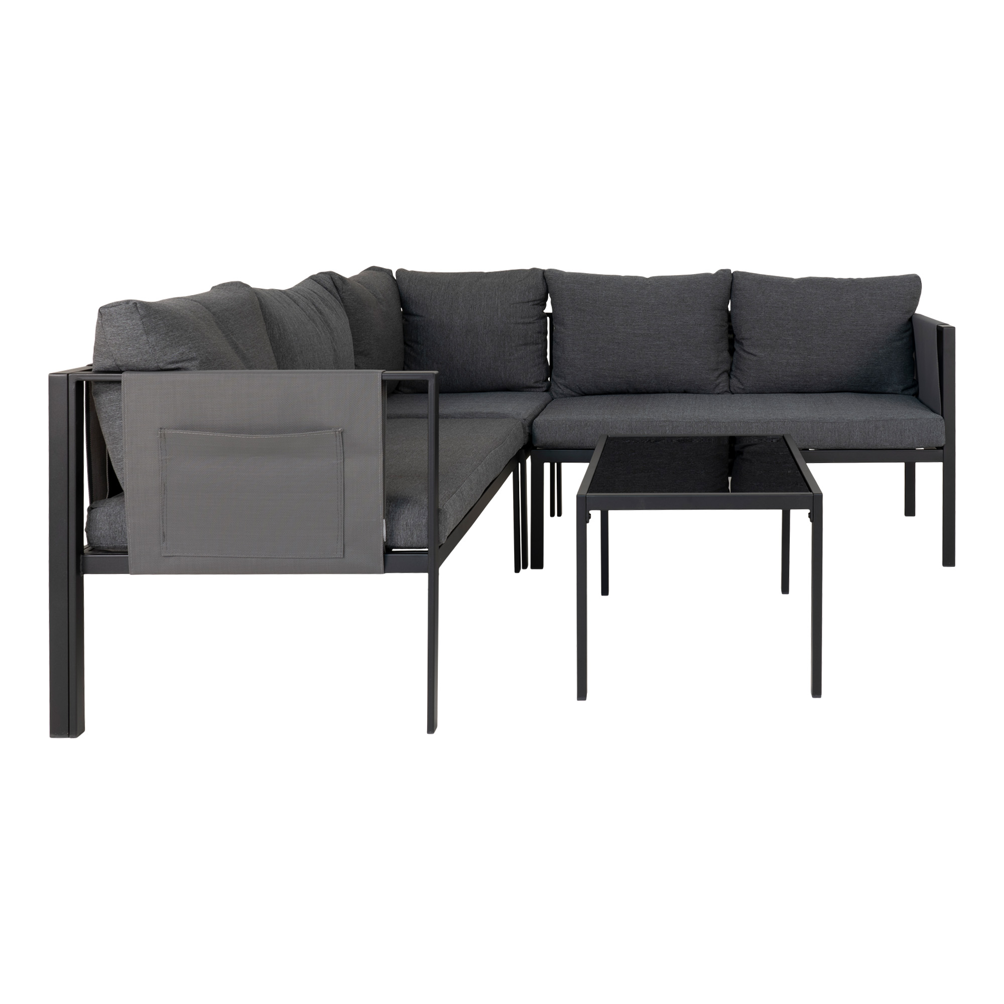 Cannes Lounge Set mit dunkelgrauen Kissen inkl. Couchtisch