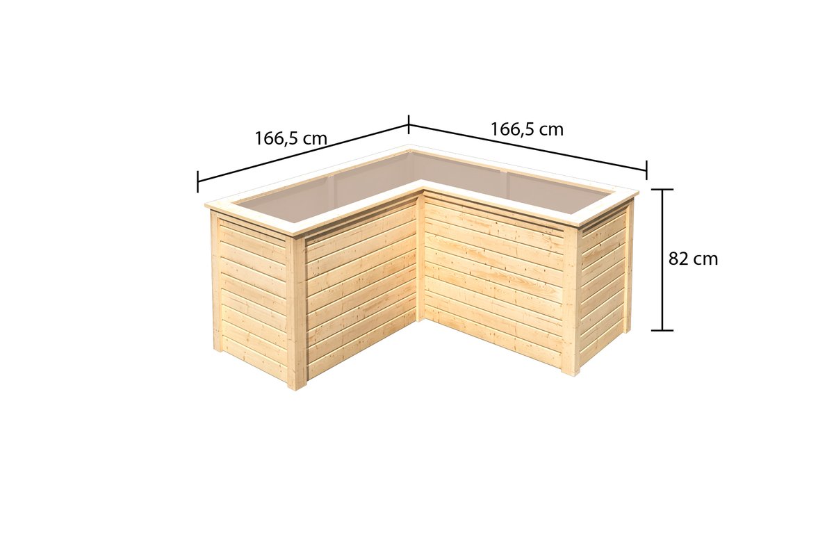 Karibu Hochbeet L Form, 19 mm Holz naturbelassen, 163 x 163 cm