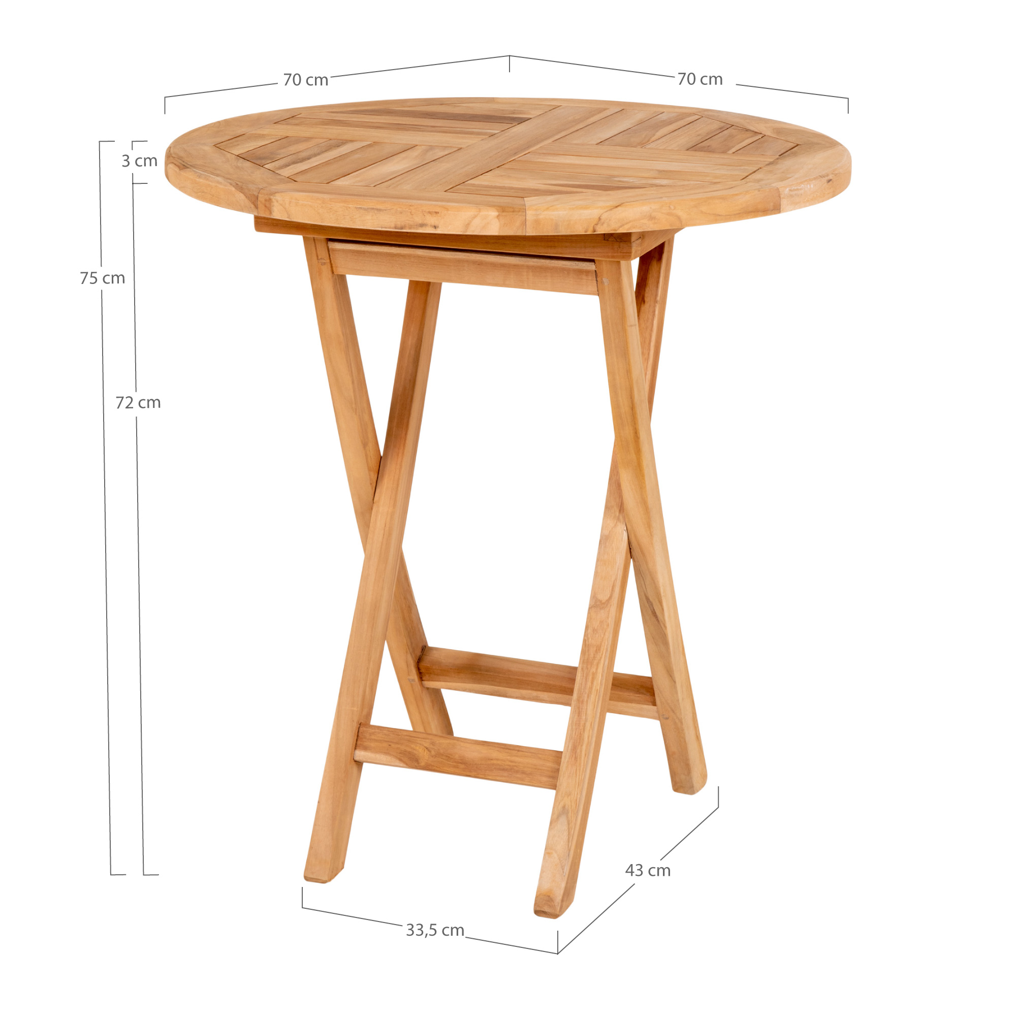 Oviedo Runder Esstisch Ø70x75 cm, Teak